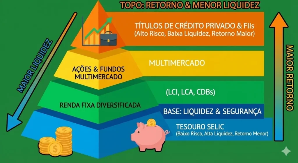 Veja como estruturar sua carteira seguindo a pirâmide de investimentos
